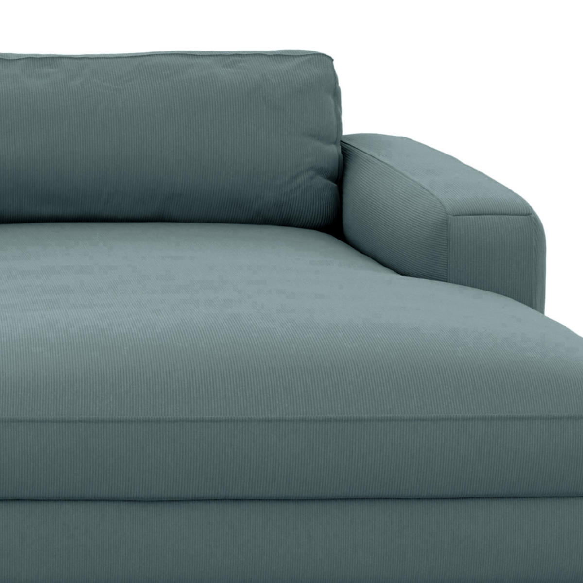 ECKSOFA Cord Blaugrau  - Blaugrau/Schwarz, Modern, Textil (303/176cm) - Trendmanufaktur
