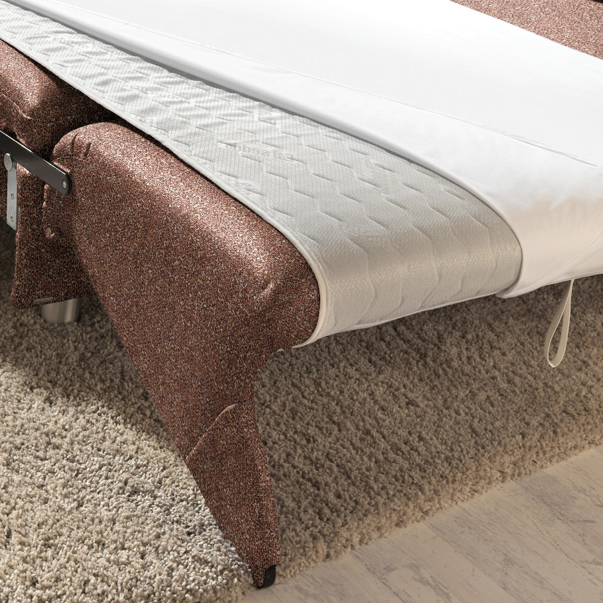 ECKSOFA  in Mikrovelours Terracotta  227/208 cm  - Terracotta/Alufarben, KONVENTIONELL, Textil/Metall (227/208cm) - Sedda