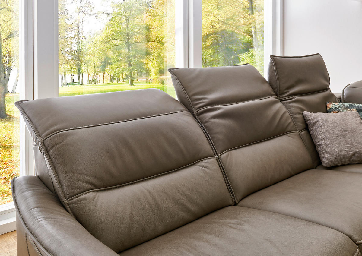 ECKSOFA in Echtleder Dunkelbraun  - Dunkelbraun/Alufarben, Design, Leder/Metall (277/277cm) - Valdera