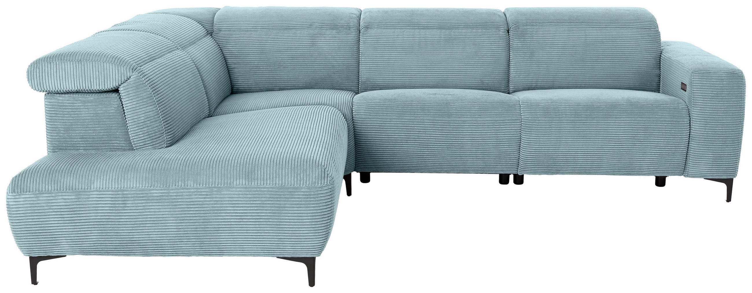 ECKSOFA in Cord Hellblau  - Schwarz/Hellblau, Design, Textil (223/290cm) - Pure Home Lifestyle