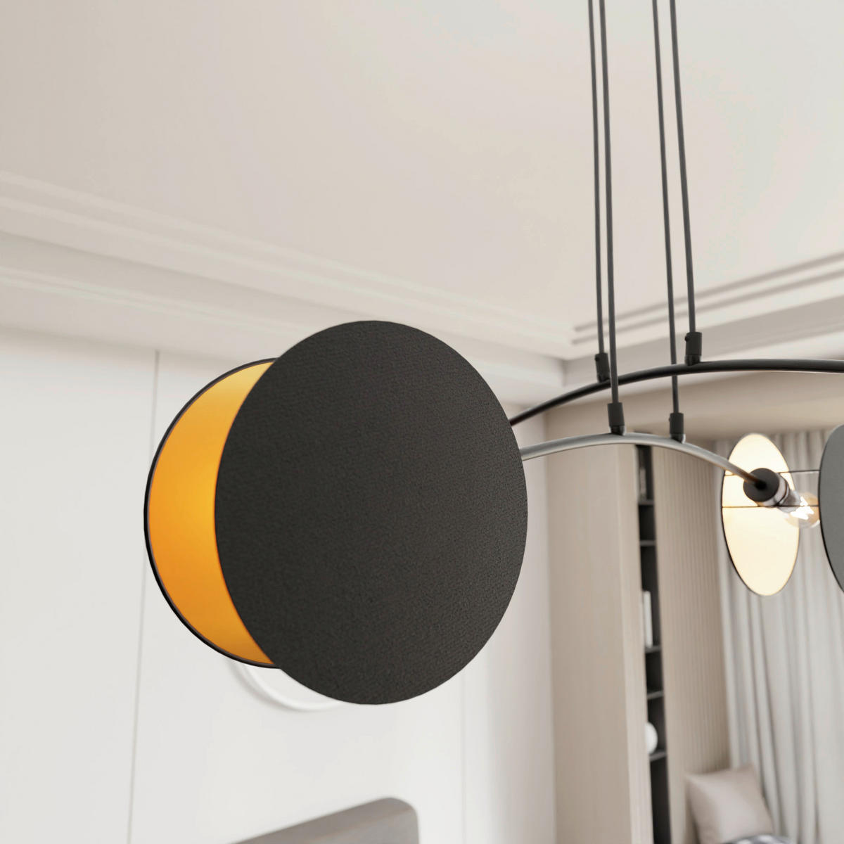 HÄNGELEUCHTE  82/70/100 cm    - Schwarz, Trend, Textil/Metall (82/70/100cm)