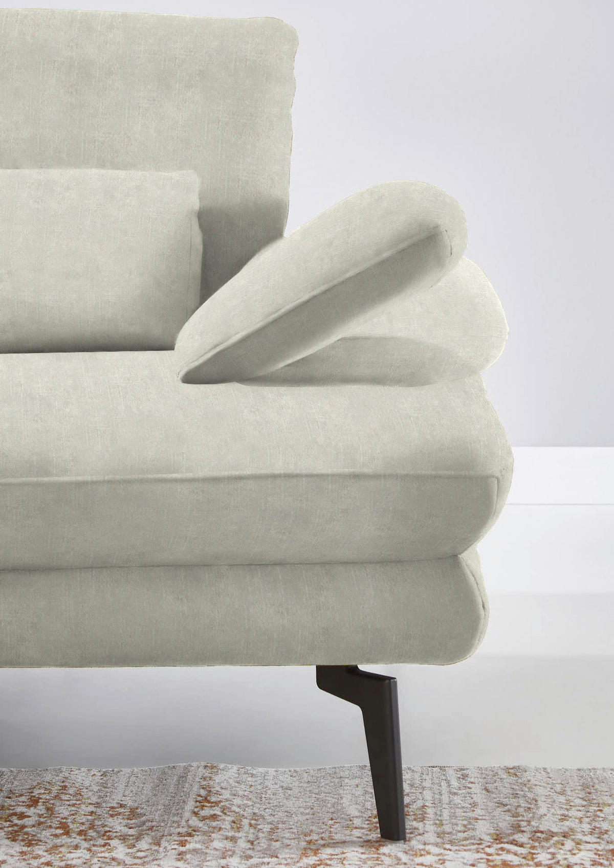 ECKSOFA in Velours Ecru  - Ecru/Schwarz, Design, Textil/Metall (180/310cm) - Dieter Knoll