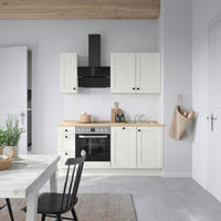 KÜCHENBLOCK Cascada 180 cm  in Weiß, Eichefarben  - Eichefarben/Schwarz, MODERN, Holzwerkstoff/Metall (180cm) - Nobilia