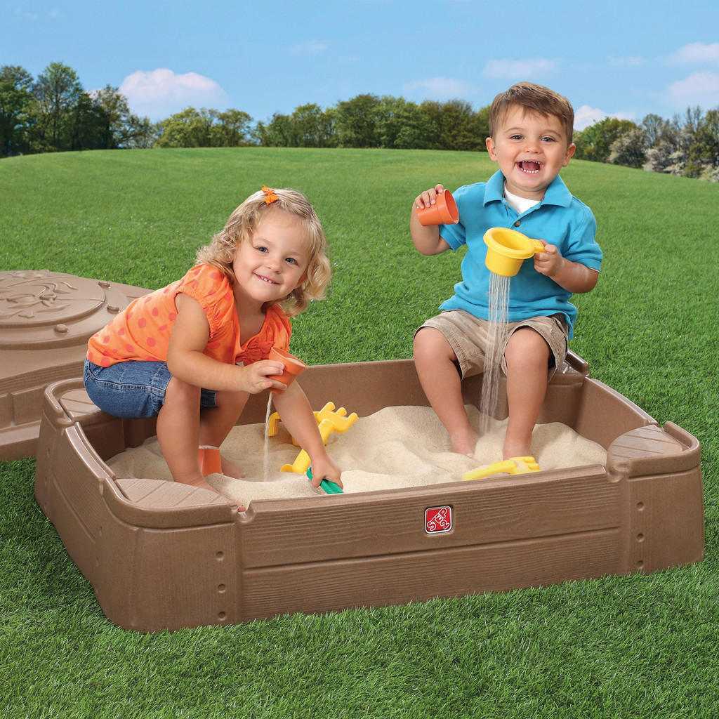Thumbnail - Ambia Garden Sandkasten, Braun, Kunststoff, 106.68x27.9x71.1 cm, EN 71, CE, hoher Rand, Outdoor Spielzeug, Sandkästen