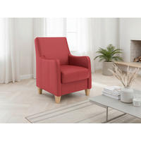 SESSEL in Echtleder Rot  - Eichefarben/Rot, Basics, Leder/Holz (70/93/75cm) - Sit & More