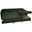 ECKSOFA in Chenille Dunkelgrün  - Dunkelgrün/Schwarz, KONVENTIONELL, Holz/Textil (159/221cm) - Carryhome