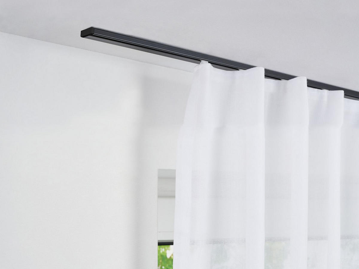 VORHANGSCHIENE - Schwarz, Basics, Metall (250cm) - Homeware