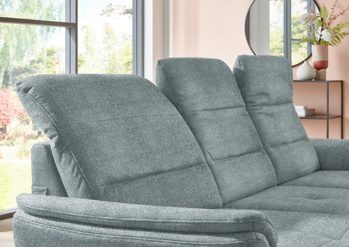 ECKSOFA in Flachgewebe Blaugrau  - Blaugrau/Schwarz, Konventionell, Textil/Metall (181/260cm) - Beldomo Speed