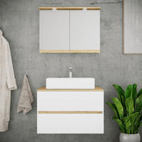BADEZIMMER 3-teilig 80 cm  - Honigeiche/Weiss, Trend, Keramik/Holzwerkstoff (80cm) - MID.YOU
