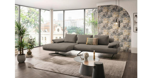 ECKSOFA in Chenille Graubraun 168/334 cm - Graubraun/Schwarz, Design, Textil/Metall (168/334cm) - Dieter Knoll