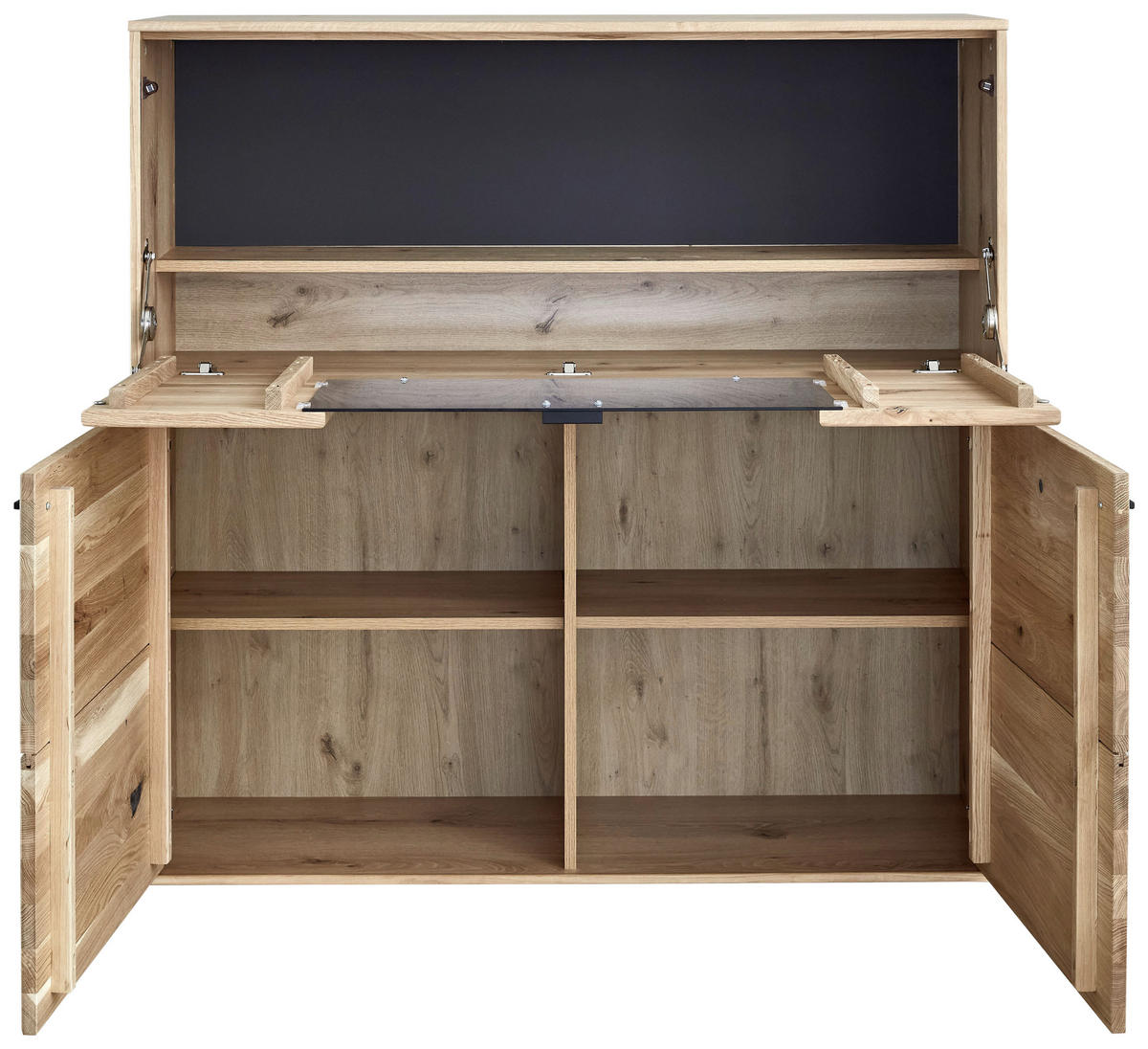 HIGHBOARD  in 123/123/37 cm  - Eichefarben/Anthrazit, KONVENTIONELL, Glas/Holz (123/123/37cm) - Musterring
