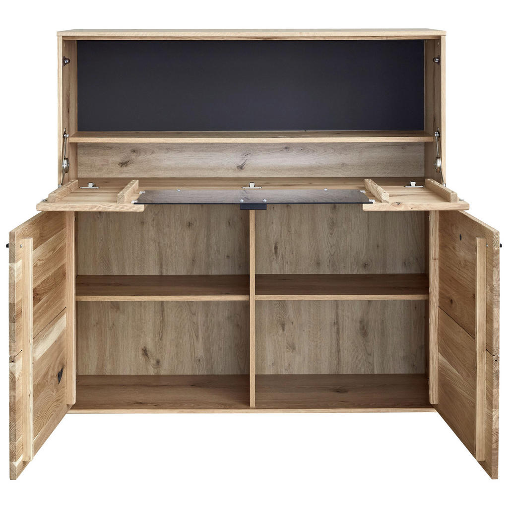 Thumbnail - Musterring Highboard, Grau, Eiche, Holzwerkstoff, Asteiche, furniert, massiv, 2 Fächer, 123x123x37 cm, Beimöbel erhältli...