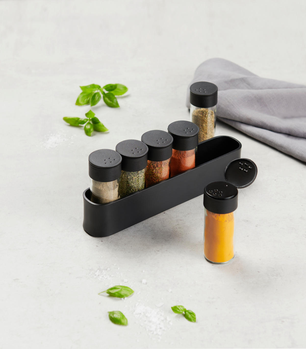 KRYDDBURKAR SET - svart/transparent, Design, metall/glas - Best Price