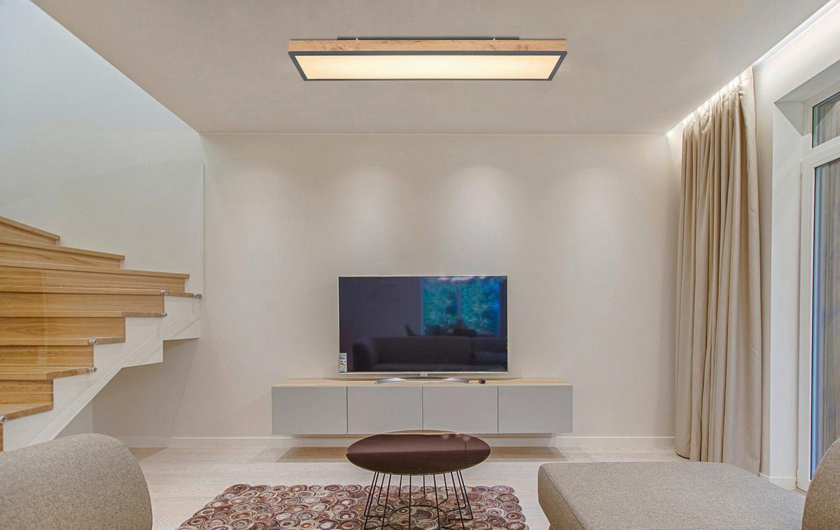 LED-DECKENLEUCHTE 120/30/6,5 cm   - Opal/Graphitfarben, Basics, Kunststoff/Metall (120/30/6,5cm) - Globo