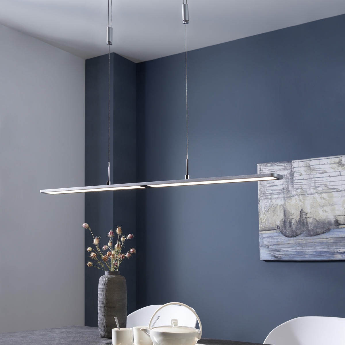 LED-HÄNGELEUCHTE 100/7/160 cm  - Alufarben, Trend, Metall (100/7/160cm) - Paul Neuhaus