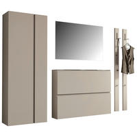 GARDEROBE 5-teilig 220/185/33 cm  - Taupe, Design, Glas/Holzwerkstoff (220/185/33cm) - Moderano