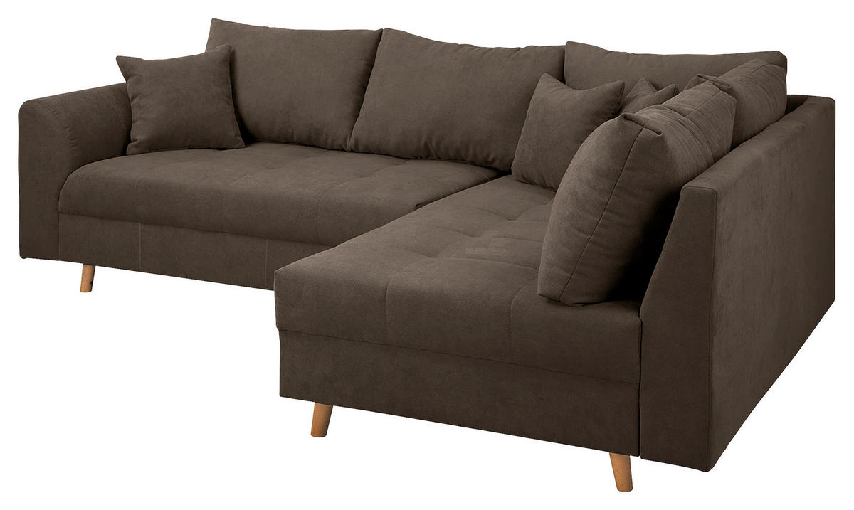ECKSOFA Ariella Braun Mikrofaser  - Naturfarben/Braun, Design, Holz/Textil (231/161cm) - Livetastic