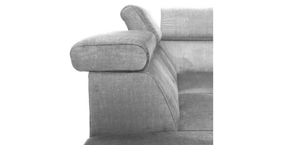 ECKSOFA Greige Flachgewebe Rücken echt, Kopfteilverstellung, Sitzvorzug  - Greige/Schwarz, MODERN, Textil/Metall (210/258cm) - Landscape