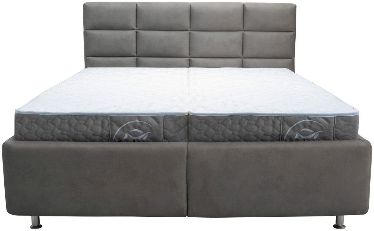 KÁRPITOZOTT ÁGY  világosszürke  - világosszürke/alumínium színű, Basics, textil/fa (174/107/222cm) - Andante
