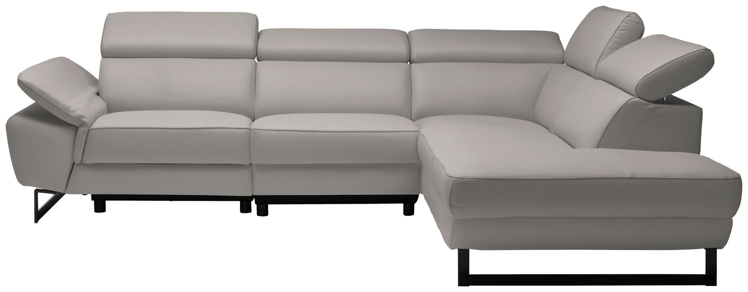 ECKSOFA Echtleder Greige  - Greige/Schwarz, Design, Leder/Metall (281/225cm) - Celina Home