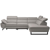 ECKSOFA Echtleder Greige  - Greige/Schwarz, Design, Leder/Metall (281/225cm) - Celina Home