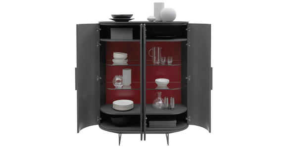 HIGHBOARD 120/150/45 cm - Bordeaux/Anthrazit, Design, Glas/Holzwerkstoff (120/150/45cm) - Ambiente