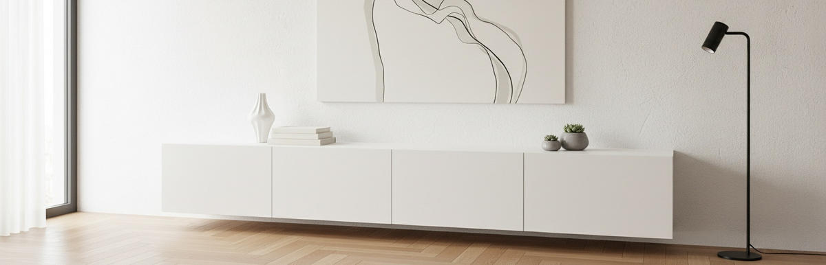 TV-BÄNK Newniq 240/36,7/45 cm  modellutbud, hängande, finns i olika storlekar  - vit, Design, trämaterial (240/36,7/45cm) - Hom`in