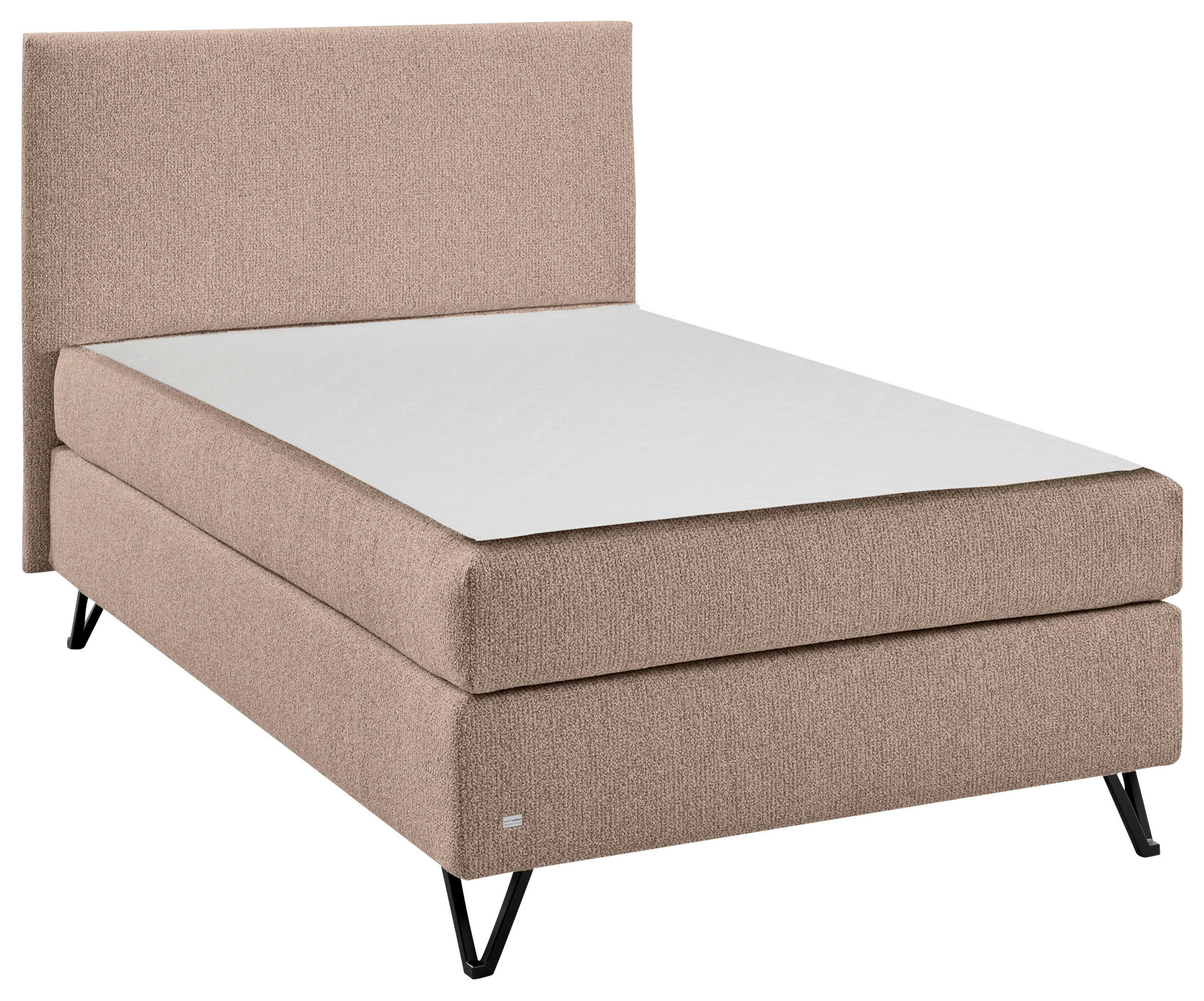 BOXSPRINGBETT 120/200 cm,  in Beige, H3 = fest  - Beige/Schwarz, Design, Textil/Metall (120/200cm) - RUF Betten