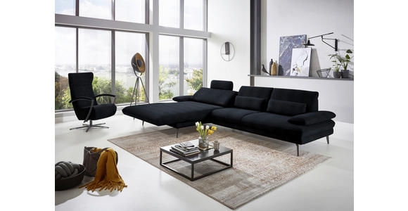 ECKSOFA in Chenille Schwarz 180/310 cm - Schwarz, Design, Textil/Metall (180/310cm) - Dieter Knoll