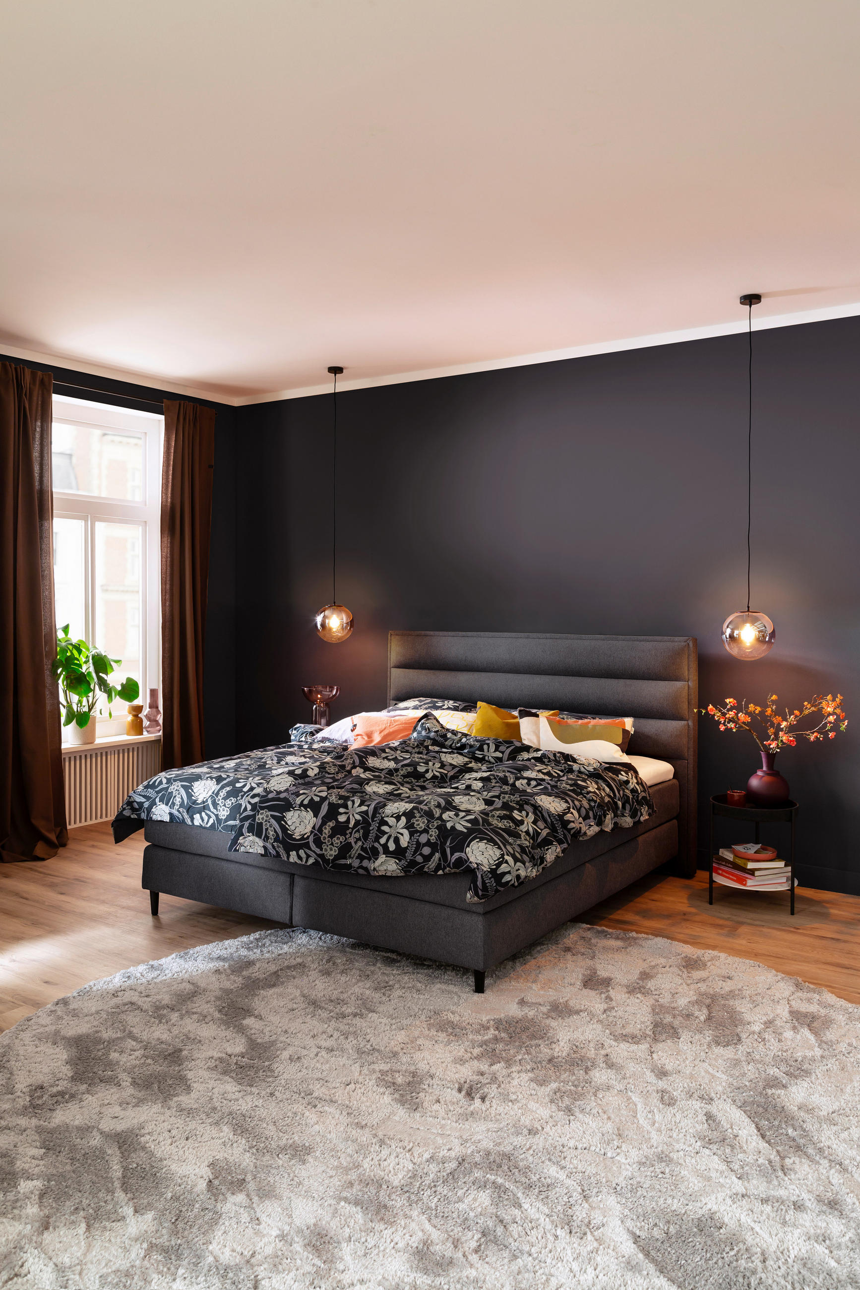 BOXSPRINGBETT 160/200 cm  in Anthrazit  - Anthrazit/Schwarz, Design, Textil/Metall (160/200cm) - Schöner Wohnen