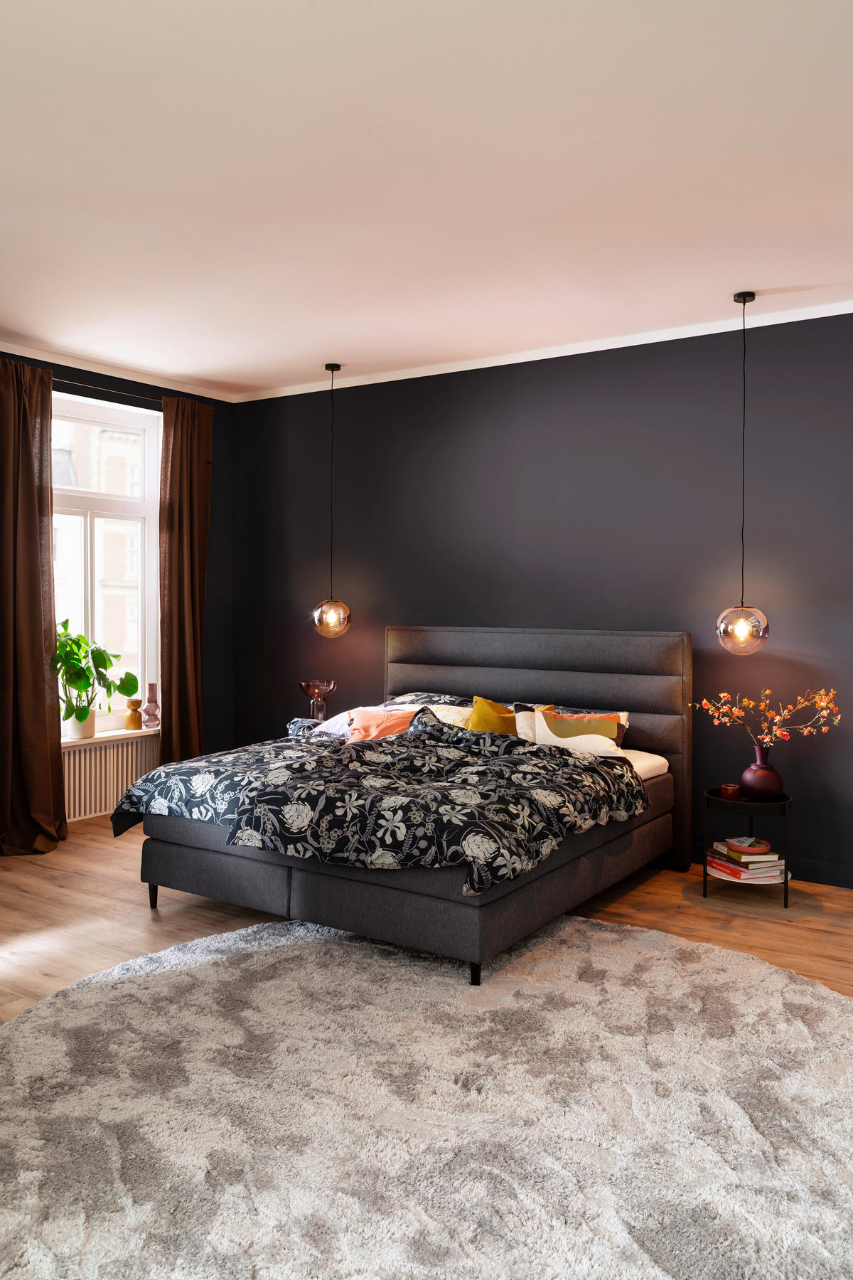 BOXSPRINGBETT 160/200 cm  in Anthrazit  - Anthrazit/Schwarz, Design, Textil/Metall (160/200cm) - Schöner Wohnen