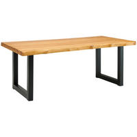 ESSTISCH Teakholz vollmassiv Naturfarben, Schwarz  - Schwarz/Naturfarben, MODERN, Holz/Metall (200/200/78cm) - Livetastic