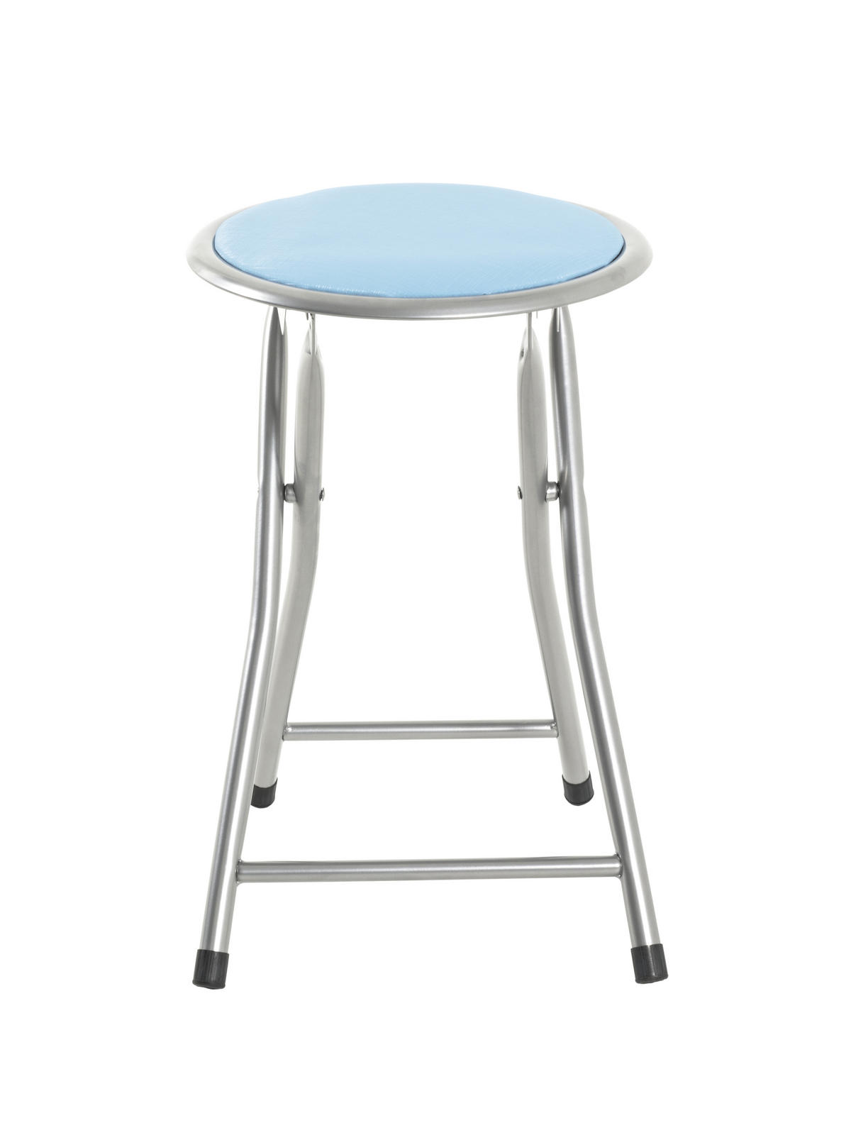 KLAPPHOCKER Lederlook Alufarben, Hellblau  - Alufarben/Hellblau, Design, Textil/Metall (30/45/30cm) - Carryhome