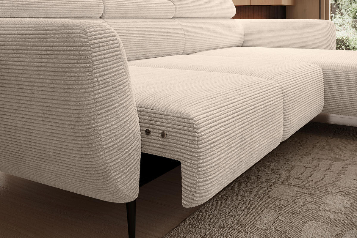 ECKSOFA in Cord Taupe  - Taupe/Schwarz, Konventionell, Textil/Metall (277/174cm) - Carryhome