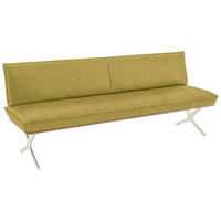 SITZBANK 214/88/66 cm Echtleder Edelstahlfarben, Hellgrün Nussbaum furniert Metall  - Edelstahlfarben/Hellgrün, Design, Leder/Holz (214/88/66cm) - Koinor