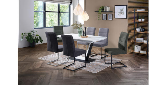 ESSTISCH in Metall, Glas, Holzwerkstoff 160-210/90/76 cm  - Schwarz/Weiß, Design, Glas/Holzwerkstoff (160-210/90/76cm) - Novel