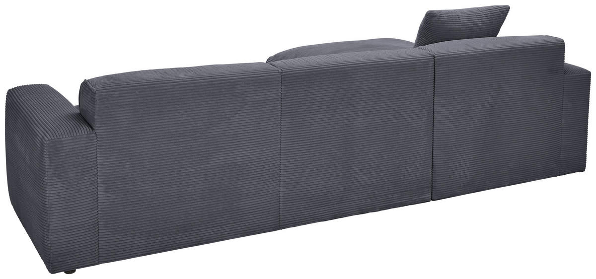 ECKSOFA in Cord Graphitfarben  - Schwarz/Graphitfarben, Design, Kunststoff/Textil (196/303cm) - Livetastic
