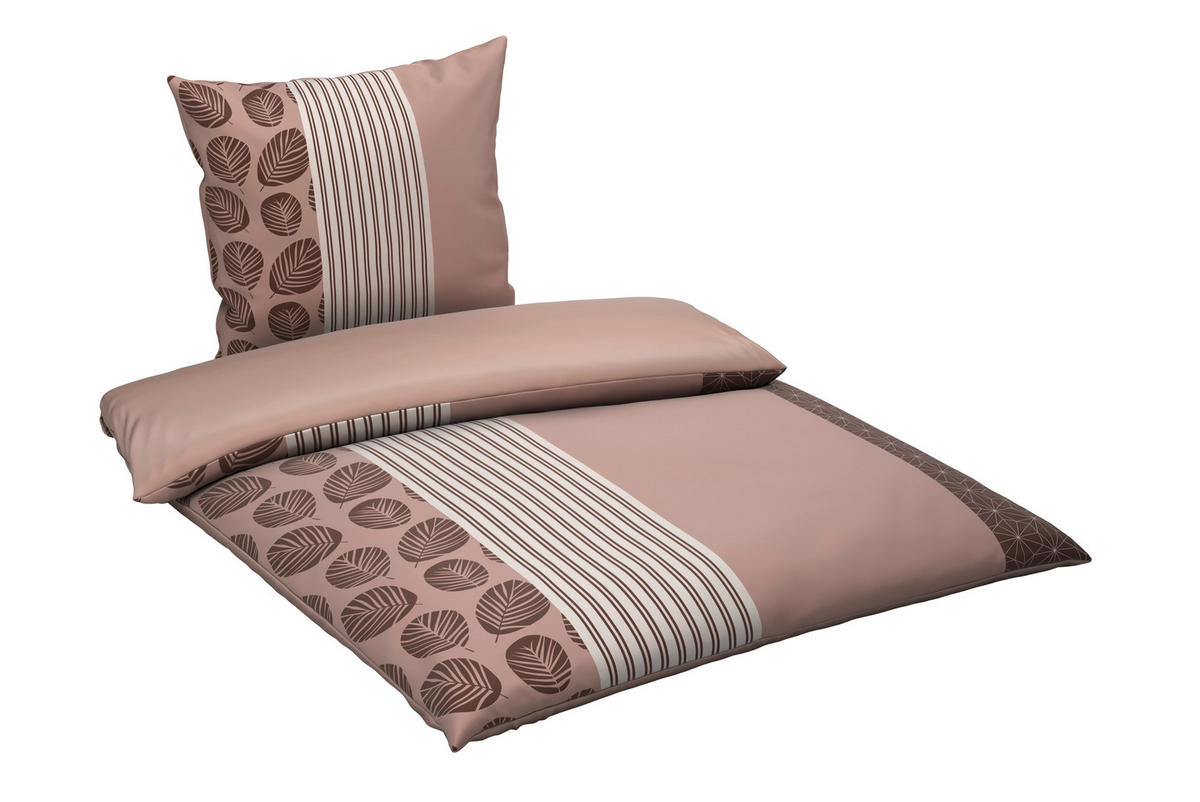 WENDEBETTWÄSCHE Satin 155/220 cm  - Beige/Braun, Textil (155/220cm) - Novel