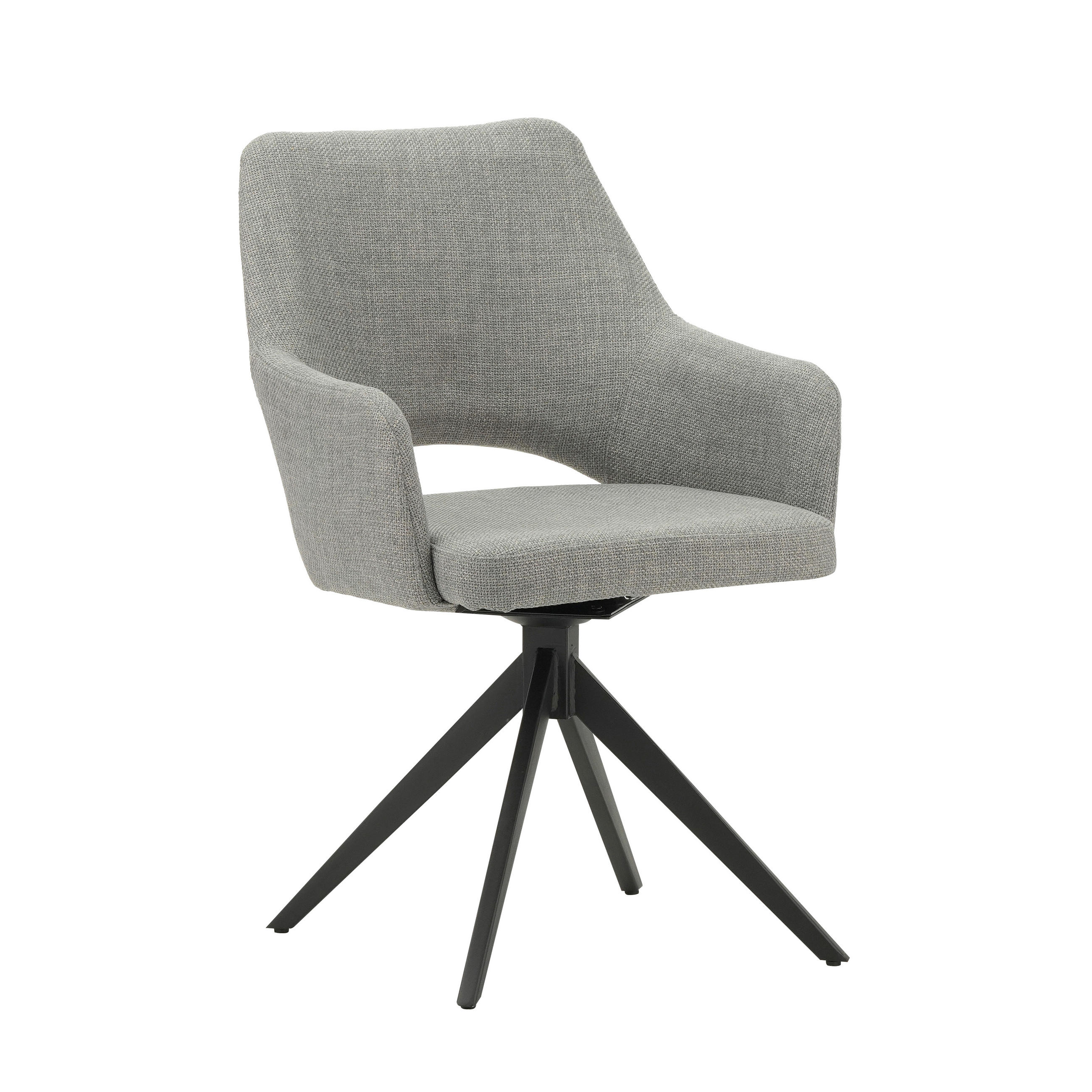 STUHL  Sitzfläche 180° drehbar, automatische Rückholfunktion Webstoff  - Schwarz/Grau, MODERN, Textil/Metall (54,5/85/61,5cm) - MID.YOU