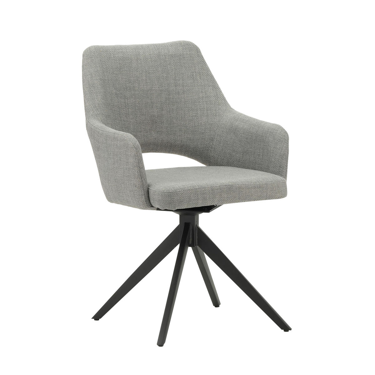 STUHL  Sitzfläche 180° drehbar, automatische Rückholfunktion Webstoff  - Schwarz/Grau, MODERN, Textil/Metall (54,5/85/61,5cm) - MID.YOU