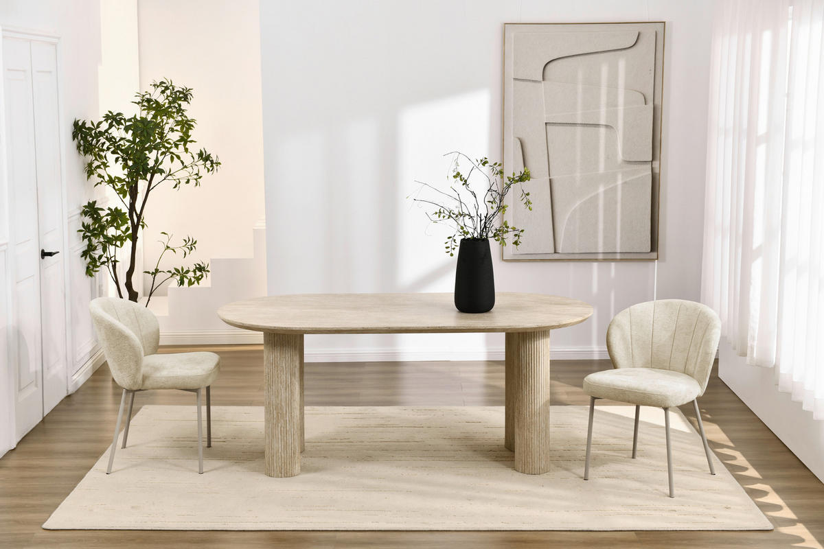 STOL, les, kovina, tekstil bež  - bež, Moderno, kovina/tekstil (55/79/59cm) - P & B