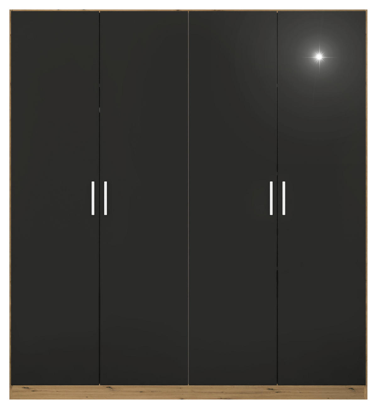 DREHTÜRENSCHRANK  in Eiche Artisan, Grau  - Chromfarben/Eiche Artisan, MODERN, Holzwerkstoff/Kunststoff (181/197/54cm) - Rauch Möbel