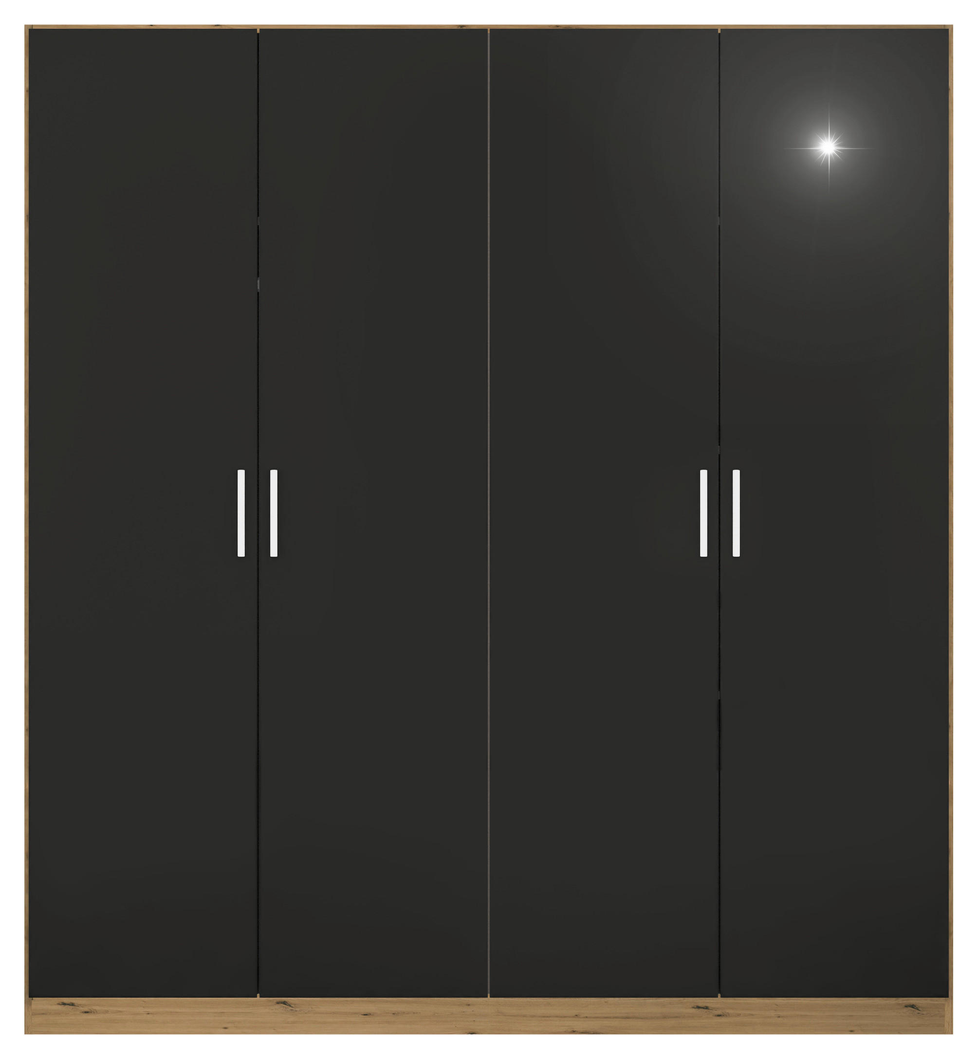 Thumbnail - Rauch Möbel Drehtürenschrank, Eiche Artisan, Grau, Holzwerkstoff, 4 Fächer, 181x197x54 cm, Blauer Engel, Made in Germany...