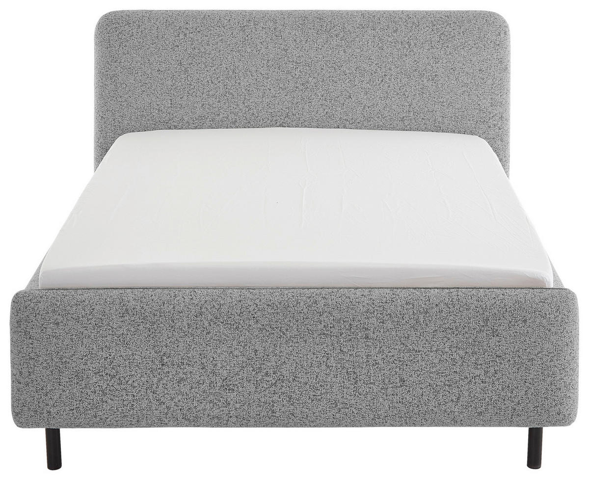 POLSTERBETT PRIMO 140/200 cm  in Hellgrau, Grau  - Hellgrau/Schwarz, Design, Textil/Metall (140/200cm) - Xora