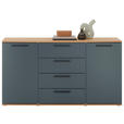 SIDEBOARD Tizio 151/82,5/46 cm 4 Schublade(n)  - Blau/Eichefarben, Design, Holzwerkstoff/Metall (151/82,5/46cm) - Dieter Knoll