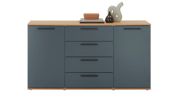 SIDEBOARD Tizio 151/82,5/46 cm 4 Schublade(n)  - Blau/Eichefarben, Design, Holzwerkstoff/Metall (151/82,5/46cm) - Dieter Knoll