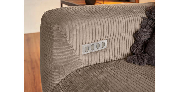 ECKSOFA in Cord Taupe  - Taupe/Schwarz, KONVENTIONELL, Textil/Metall (266/180cm) - Hom`in