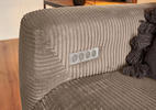 ECKSOFA Taupe Cord  - Taupe/Schwarz, KONVENTIONELL, Textil/Metall (266/180cm) - Hom`in