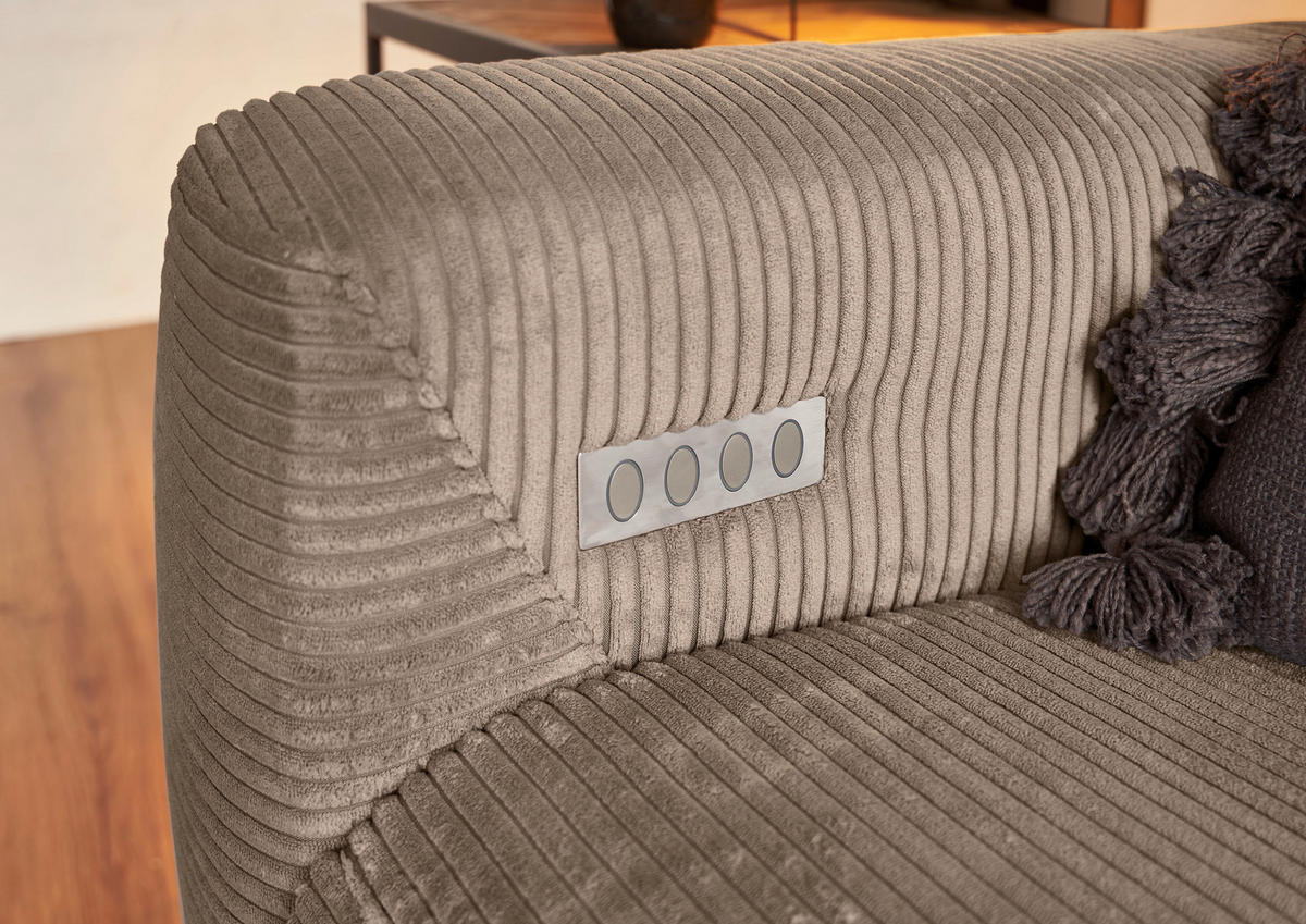ECKSOFA Taupe Cord  - Taupe/Schwarz, KONVENTIONELL, Textil/Metall (266/180cm) - Hom`in