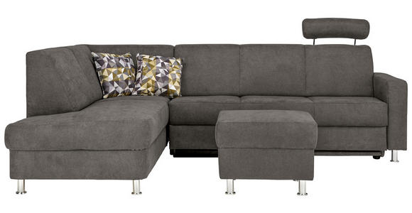 ECKSOFA Grau Flachgewebe  - Chromfarben/Grau, Design, Kunststoff/Textil (198/256cm) - Xora